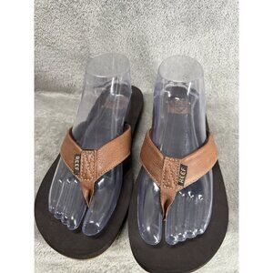 Reef Cushioned Women’s Size 8 Flip Flop Sandals Brown Leather Water Beach Walk